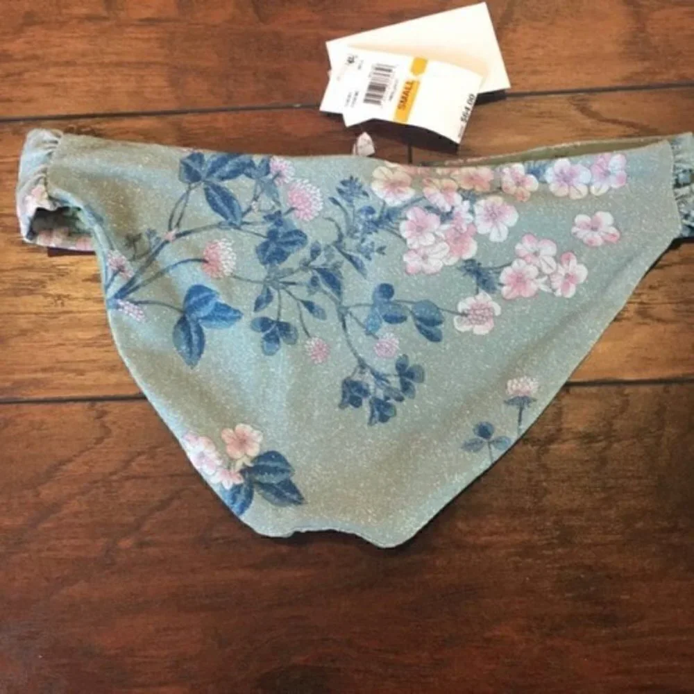 NWT Becca Serene Green Metallic Swim Bottom